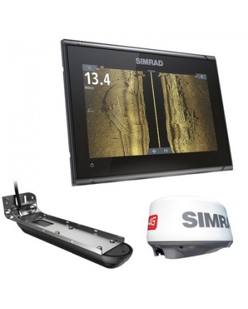 Simrad Go9 Xse Combo W/Active Imaging 3-In-1 Transom Mount Transducer, 4g Radar & C-Map Pro Chart